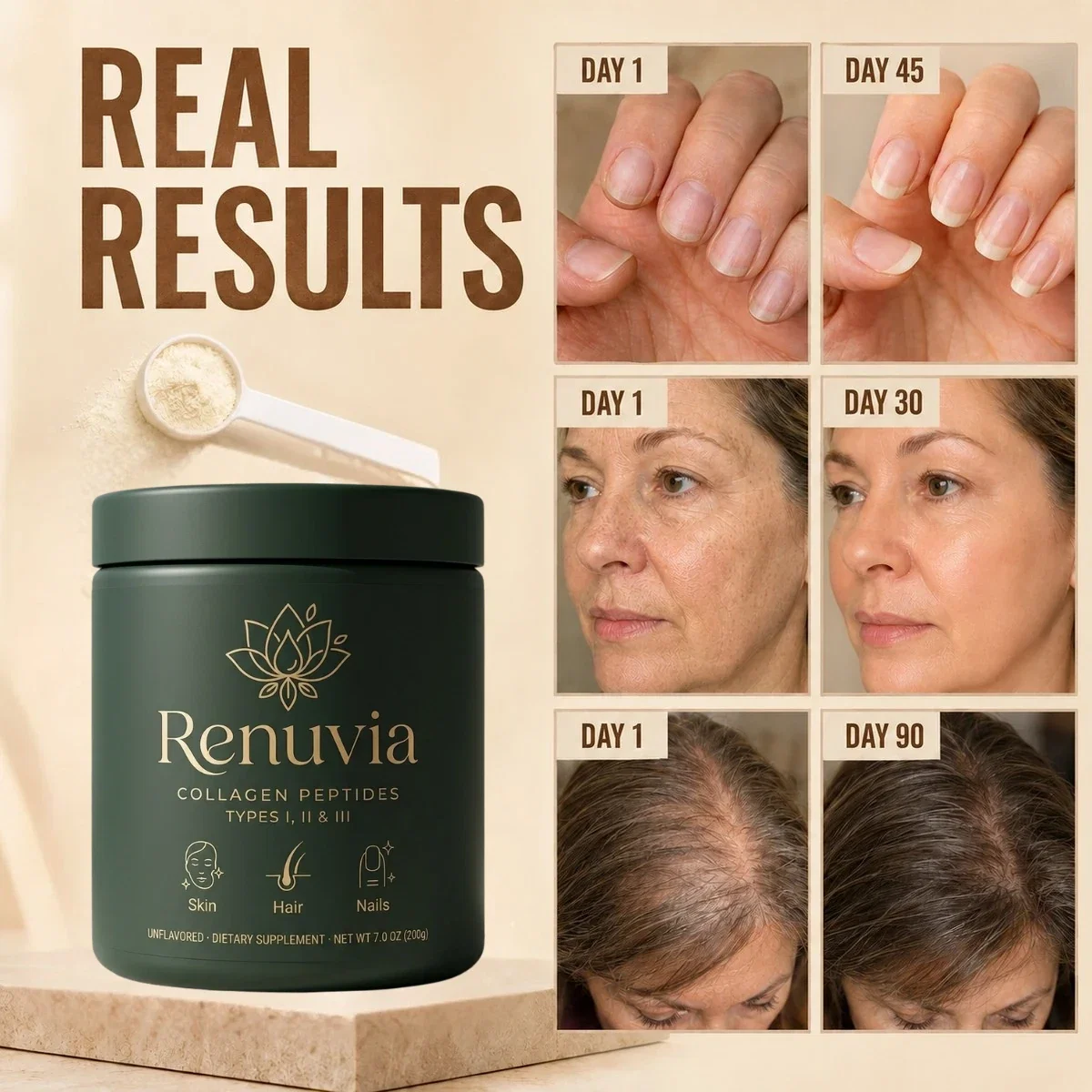 Before-and-after skin results